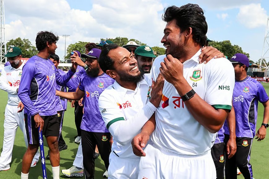 What joy on the faces of Mushfiq and Najmul after the Darwin Test victory!